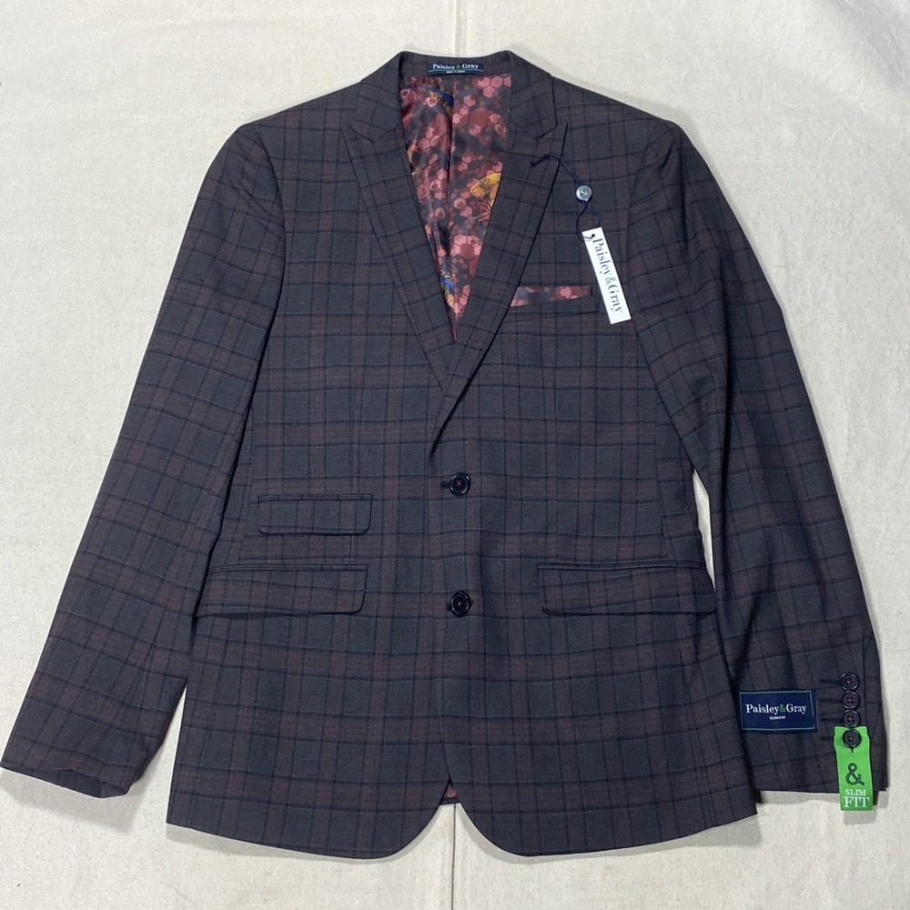 Paisley & Gray Gray Donegal Slim Fit Sport Coat Blazer Size 36R NWT